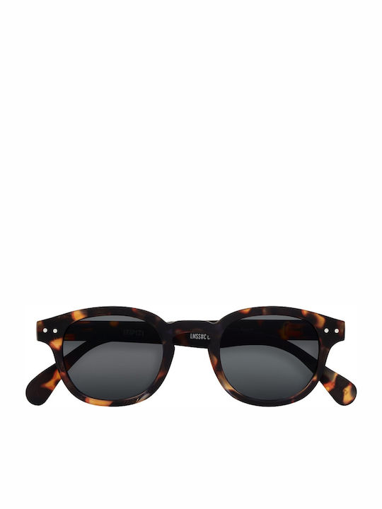 Izipizi C Sun Men's Sunglasses with Brown Tartaruga Plastic Frame and Gray Lens