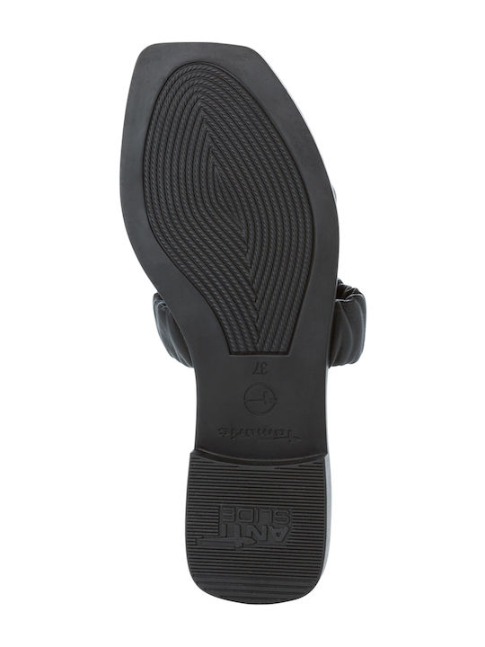 Leather Women's Flat Sandals in Black Color