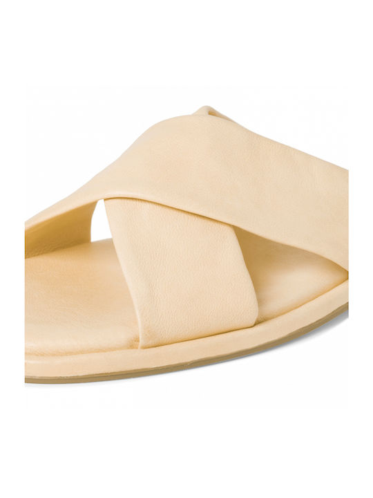 Leather Women's Flat Sandals Soft Lemon