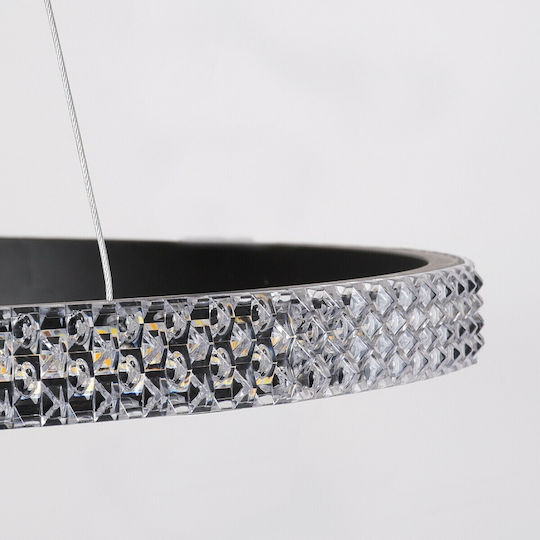 GloboStar Diamond Κρεμαστό Φωτιστικό Μαύρο LED με Ρυθμιζόμενο Λευκό Φως 46x46εκ.