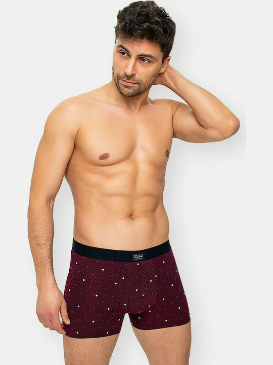 John Frank Herren Boxershorts Burgundisch mit Mustern 1Packung