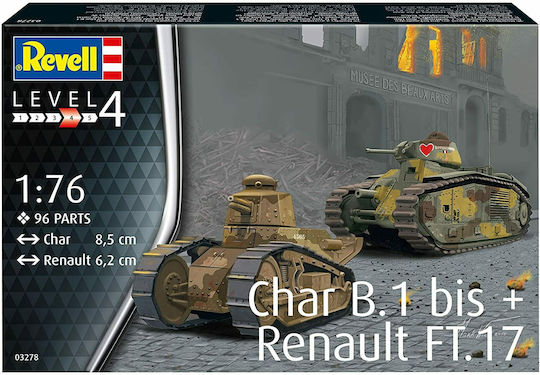 Revell Military Collection Char B.1 bis FT.17 Modeling Figure Tank 96 Pieces in Scale 1:76 18x6x4.2cm.