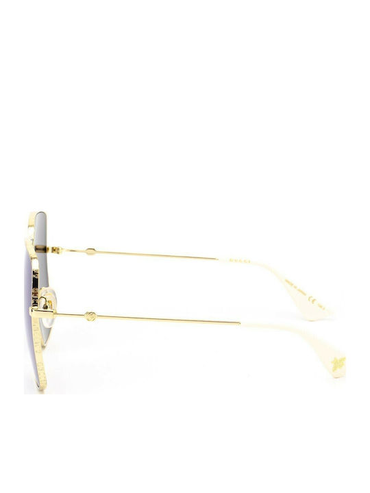 Gucci Women's Sunglasses with Black Metallic Frame and Grey Lenses GU-GG414S-001
