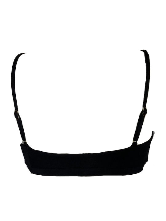 Sports Bra Bikini Top with Adjustable Straps Black