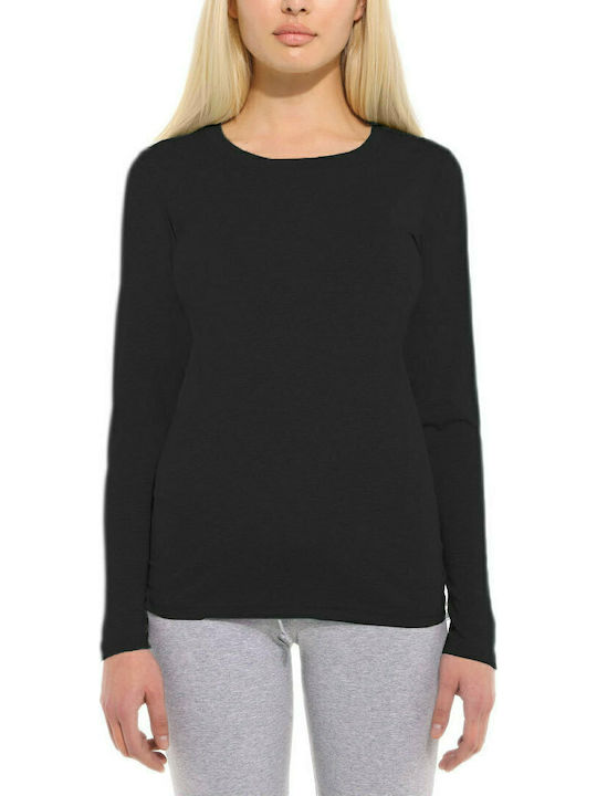 Women's Athletic Blouse Long Sleeve Black Velvet-Black Metal
