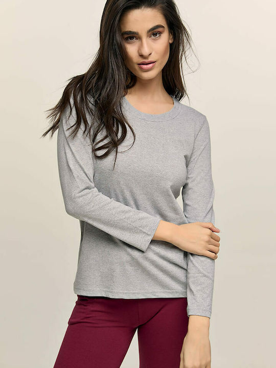 Women's Athletic Blouse Long Sleeve Gray
