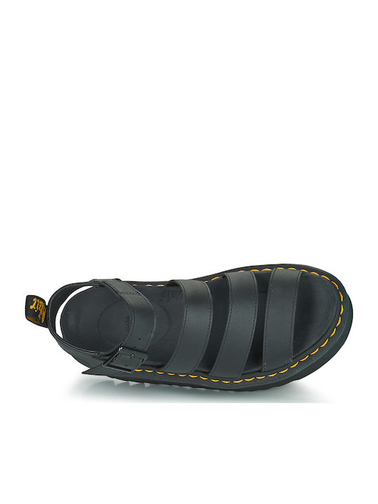 Blaire Quad Black Hydro Leather Women's Flat Sandals in Black Color