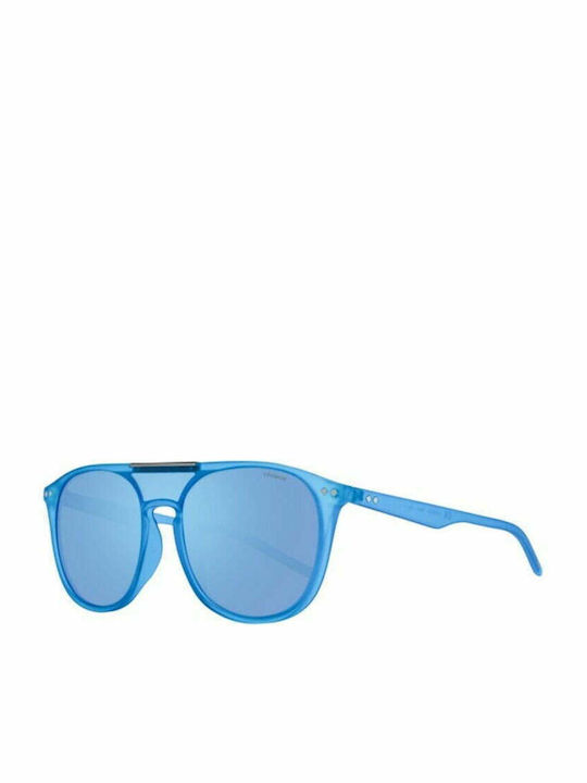 Polaroid Men's Sunglasses with Blue Plastic Frame and Blue Polarized Mirror Lens PLD6023/S 15M