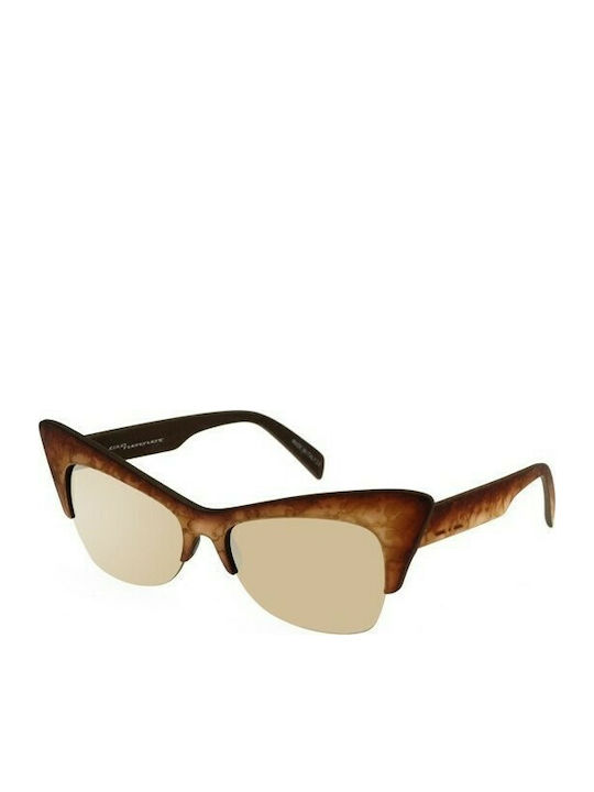 Italia Independent I-Plastik Women's Sunglasses with Brown Plastic Frame and Brown Mirror Lens 0908.044.041