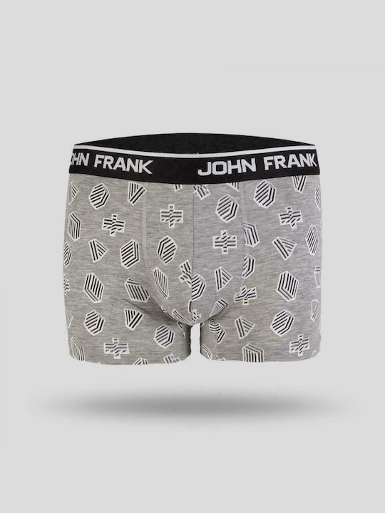 John Frank Ανδρικά Μποξεράκια Γκρι με Σχέδια 2Pack