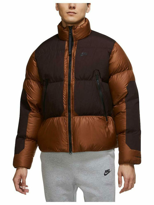 Sportswear Χειμωνιάτικο Μπουφάν Puffer Καφέ