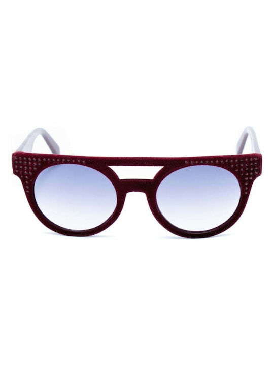 Italia Independent Women's Sunglasses with Burgundy Plastic Frame and Blue Lens 0903CV.057.000