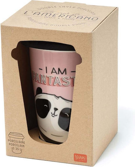 Legami Milano Panda Ποτήρι Θερμός Γυάλινο 300ml Ροζ