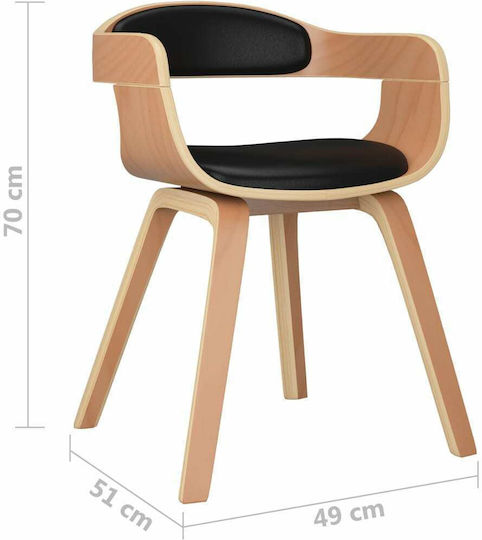 Dining Room Artificial Leather Armchair Black 49x51x70cm 6pcs