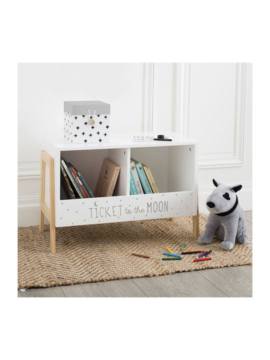 Wooden Kids Bedside Table Ticket to the Moon White 60x30x40cm