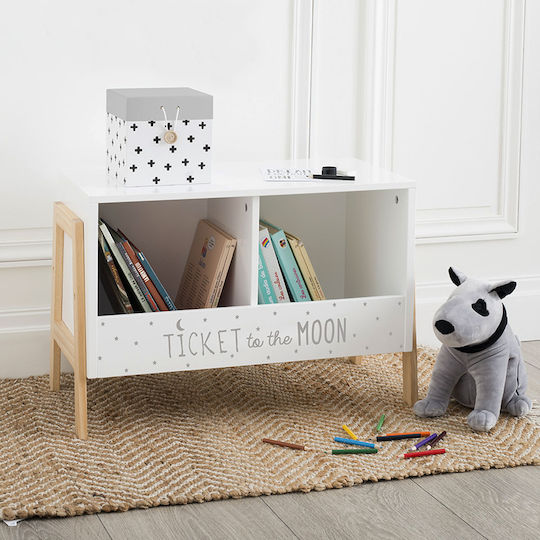 Ticket to the Moon Κομοδίνο Ξύλινο Λευκό 60x30x40cm