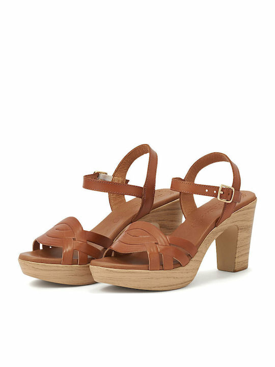 Leather Sandals Tabac Brown