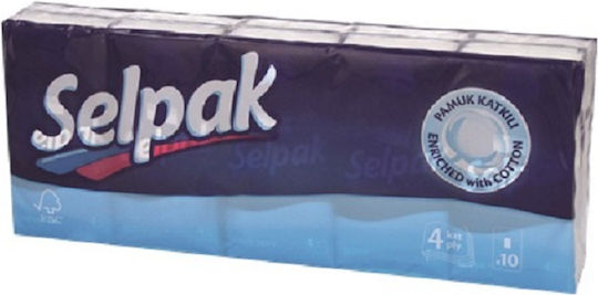 Selpak Super Soft 10 Πακέτα Χαρτομάντηλα Τσέπης 4 Φύλλων
