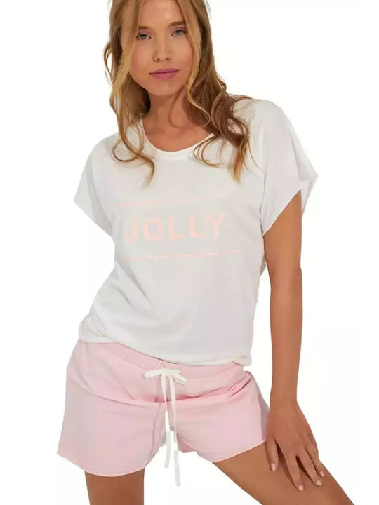 Harmony Summer Women's Pyjama Set White/Pink