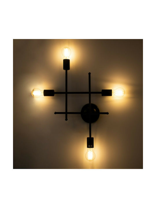 GloboStar Piping Vintage Wall Lamp with Socket E27 Black Width 40.5cm