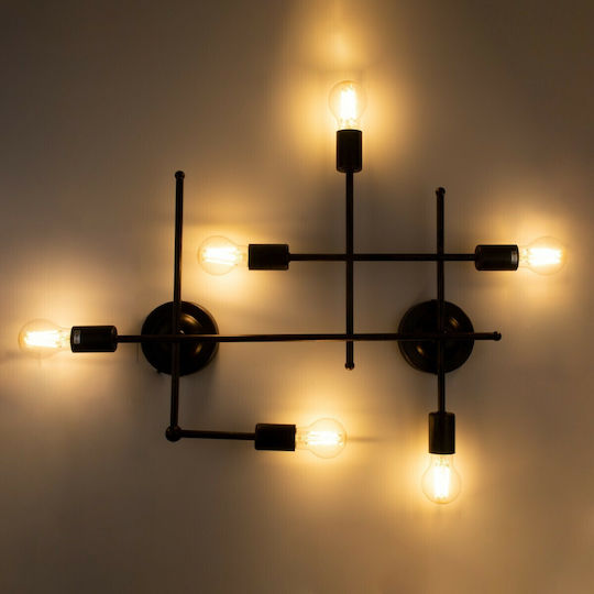 GloboStar Piping Vintage Φωτιστικό Τοίχου με Ντουί E27 Χάλκινο 66x9.5x49εκ.