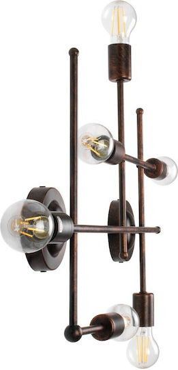 GloboStar Piping Vintage Φωτιστικό Τοίχου με Ντουί E27 Χάλκινο 66x9.5x49εκ.