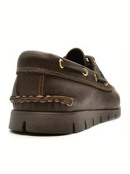 Maine Men's Leather Boat Shoes Brandy Dark Sole
