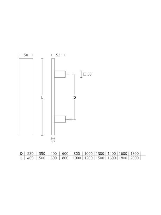 Haustürgriff Konvex 669 Nickel Matt - Edelstahl Gesamtlänge 1500mm Einfach