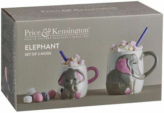Price & Kensington Elephant Mug Ceramic Gray 2pcs