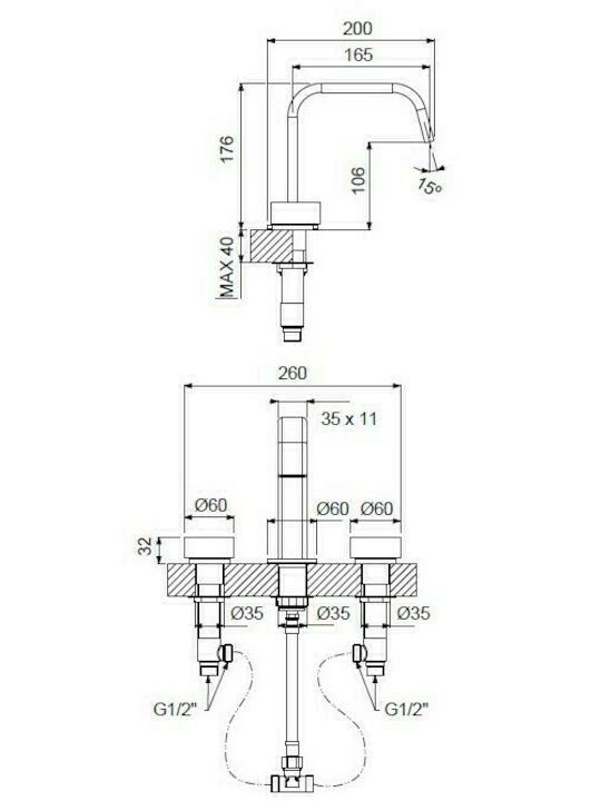 Armando Vicario Halo Inox Sink Faucet Silver