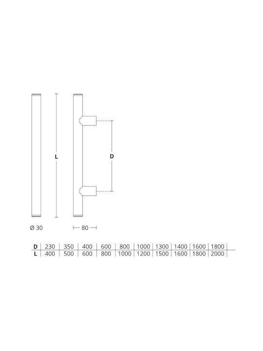 Mâner pentru ușa din față Convex 475 Nickel Matt - oțel inoxidabil Lungime totală 500mm Pereche