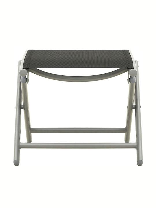 Aluminum Garden Pool Deckchair with Textilene Fabric Black Set with Table 3 Pieces 178x61.5x60cm