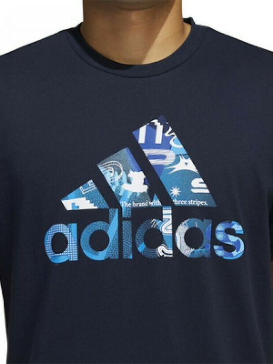 Adidas Ανδρικό T-shirt Navy Μπλε με Στάμπα