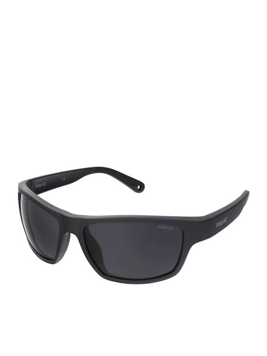 Polaroid Men's Sunglasses with Black Horn-Rimmed Frame and Grey Polarized Lens PLD7037/S 807/M9