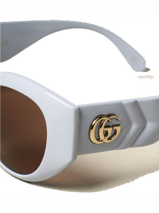 Gucci Γυναικεία Γυαλιά Ηλίου με Τιρκουάζ Κοκκάλινο Σκελετό και Καφέ Φακό GG0809S 004
