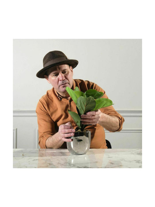 Künstliche Pflanze im Töpfchen Ficus Lyrata Geigenblatt Grün 25cm Supergreens