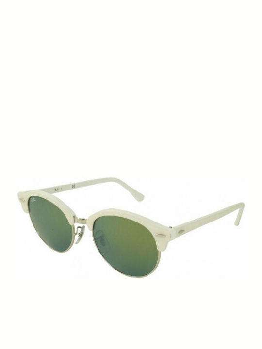 Ray Ban Clubround Unisex Γυαλιά Ηλίου με Μπεζ Σκελετό και Πράσινο Καθρέφτη Φακό RB4246 988/2X