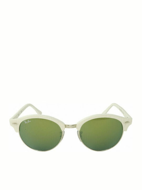 Ray Ban Clubround Unisex Γυαλιά Ηλίου με Μπεζ Σκελετό και Πράσινο Καθρέφτη Φακό RB4246 988/2X