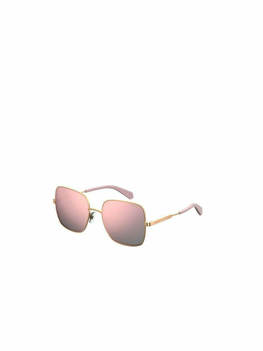 Polaroid Women's Sunglasses with Gold Metal Frame and Pink Polarized Mirror Lens PLD6060/S EYR/0J