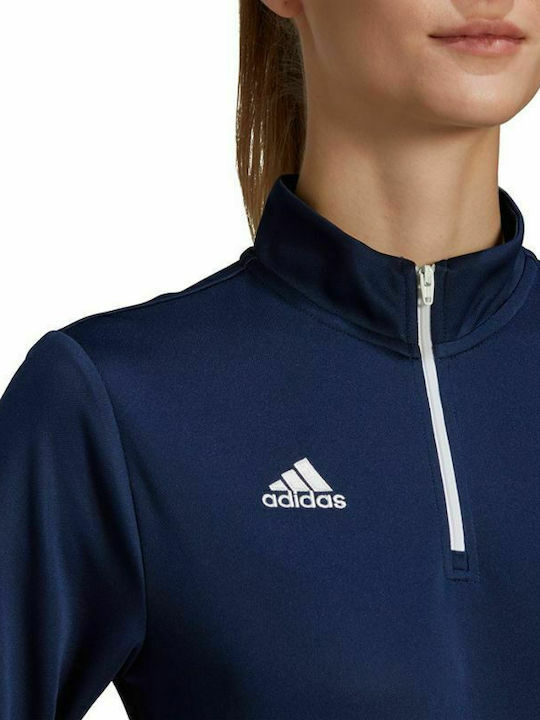 Adidas Entrada 22 Women's Athletic Blouse Long Sleeve with Zipper Navy Blue