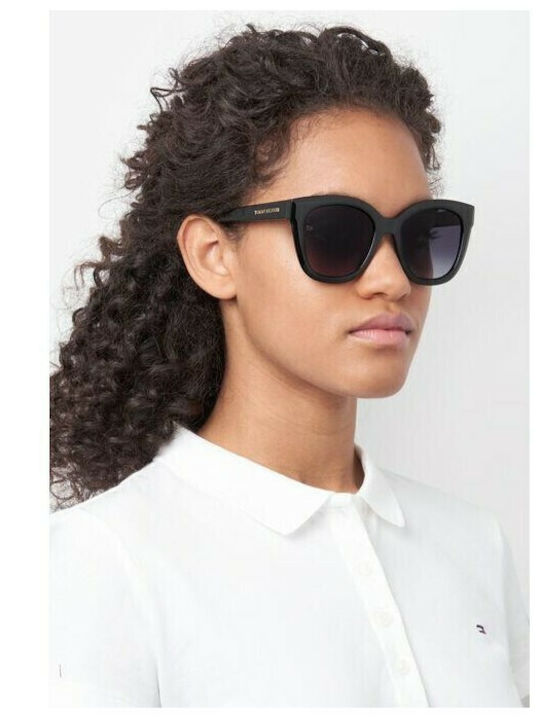 Tommy Hilfiger Women's Sunglasses with Red Horn-Rimmed Frame and Brown Gradient Lenses