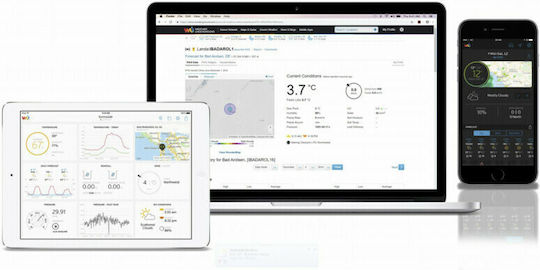 Bresser Wifi Color Weather Center With 5in1 Profi Sensor Wireless Digital Weather Station Wall Mounted / Tabletop Black