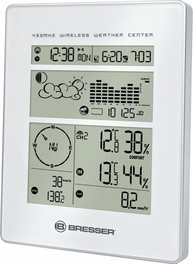 Bresser Weather Center 7002500 Ασύρματος Μετεωρολογικός Σταθμός Ψηφιακός Επίτοιχος Λευκός