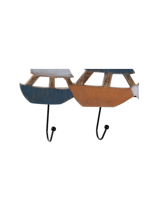 DKD Home Decor Κρεμάστρα Τοίχου Μεταλλική 3 Θέσεων Πολύχρωμη 34x2x35cm