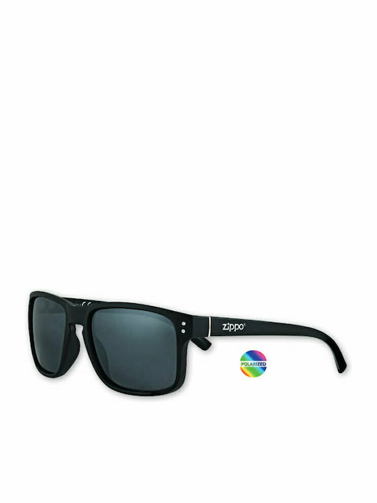 Zippo Men's Sunglasses with Black Plastic Frame and Black Polarized Lens OB78-04