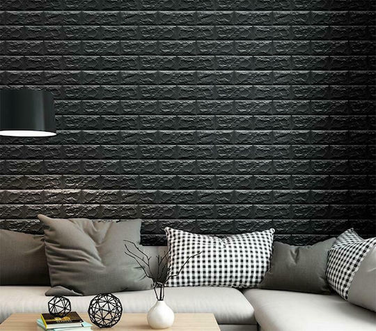 3D Стенен Панел Пяна Лепенка Черен Foam Черен 75x70см