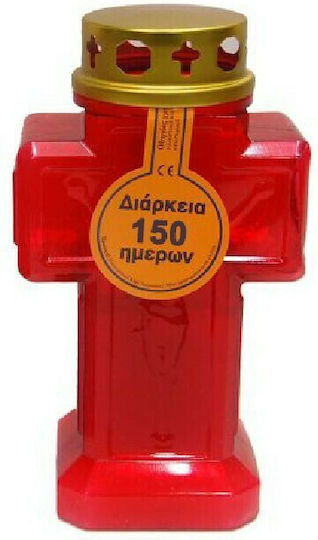 Candil Електрически Посветителна свещ Кръст от Пластмаса Червено 150 Дни 10x10x19εκ.