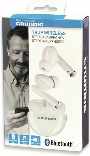 Grundig 19151 In-Ear Bluetooth-Freisprecheinrichtung Kopfhörer mit Ladeetui Weiß