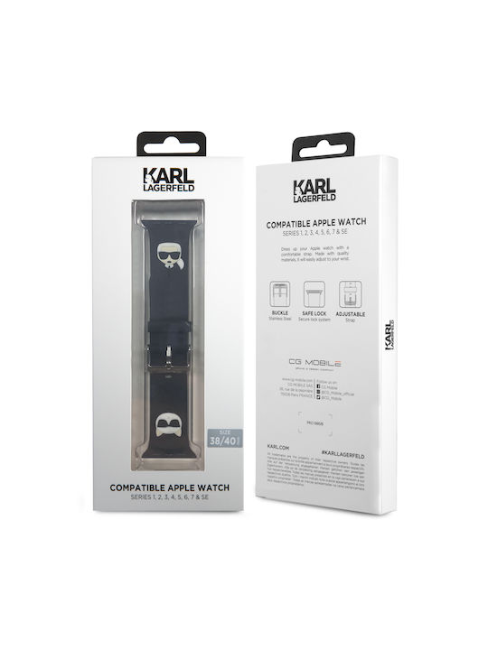 Karl Lagerfeld Karl & Choupette Heads Λουράκι Σιλικόνης Μαύρο (Apple Watch 38/40/41mm)