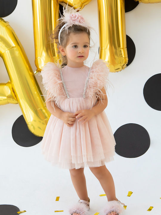 Bambolino Vera Pink Taufset Kleidung mit Haar-Accessoires & Kleid aus Tüll 2Stück